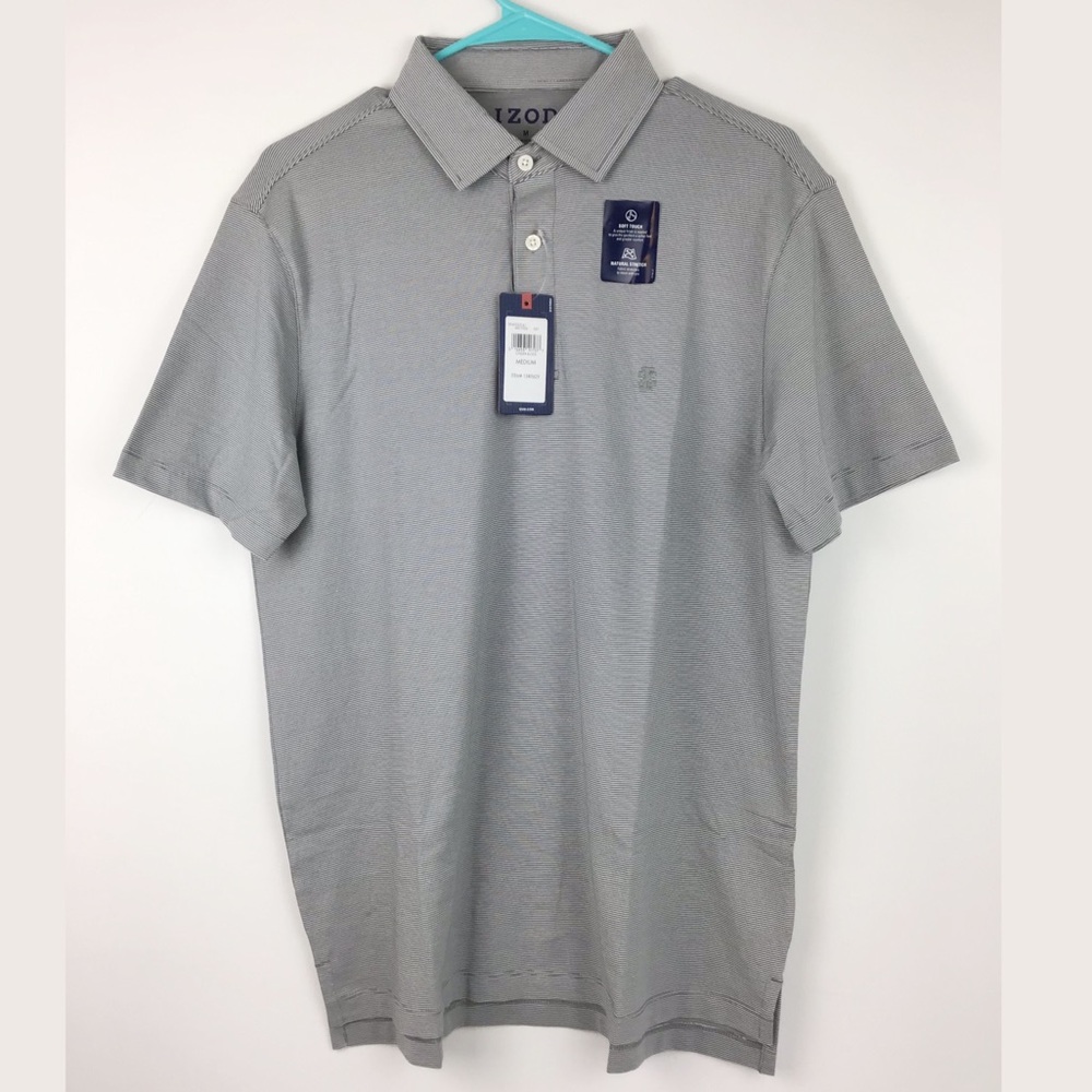 IZOD Men’s Micro Stripe Polo Shirt Medium - Picture 3 of 11